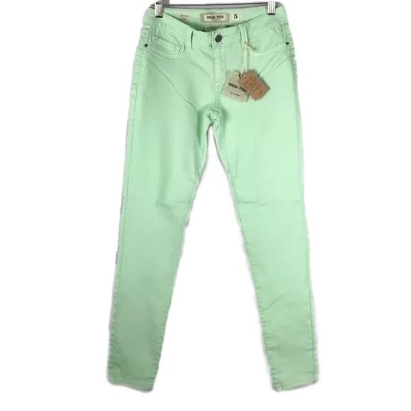 Light Green Sneak Peek Skinny Jeans Size 1 Juniors - Picture 1 of 9